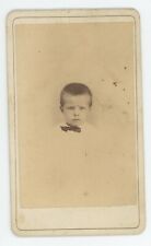 Antique CDV Circa 1870s Adorable Little Boy in Bow Tie Capen Brandon, VT picture