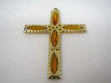Vintage Christian Cross Pendant: Amber Color Accents Beautiful Design picture