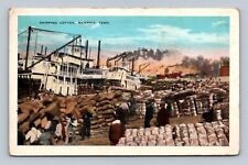 Loading Cotton Steamers Wharf Ships Bales Memphis TN Postcard picture