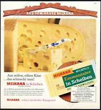 1962 Milkana Emmentaler emmental cheese wheel photo German vintage print ad picture