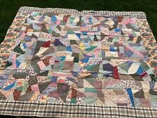 Vintage Feed Sack Fabrics Crazy Quilt~Signed Genevieve~92 x 76 picture