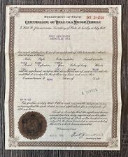 1917 Model 490 Chevrolet Certificate of Title To A Motor Vehicle - Wisconsin picture