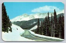 CO Berthoud Pass Winter View US Highway Route 40 Continental Divide Vtg Postcard picture