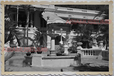 40s HONG KONG ISLAND BUNGALOW MANSION FOUNTAIN SEA VINTAGE Photograph M322 香港旧照片 picture