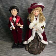Vintage Animated Christmas Carolers 27” Victorian Couple Lighted Candlestick picture