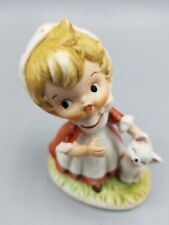 Vintage Homco Girl With Cat  Porcelain Figuring Red picture