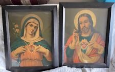 Vintage  2  Wood Framed Religious Pictures  picture