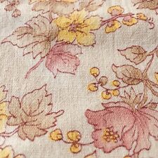 Antique Smaller Scale Floral Roses Light Lawn Cotton Fabric ~Pink Yellow~Dolls  picture