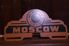 1950s HECCO HI POWER GAS MOSCOW PAINTED METAL TOPPER SIGN HECCOELNE OIL GASOLINE picture