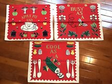 3 MC Vintage Kitchen Towels Busy As A Bee Cool As A Cucumber Apple Pie & Coffee picture