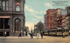 BUFFALO NY - Main and Court St. Street Cars Bank Quaker Oats Sign Postcard picture