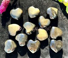 Wholesale Lot 12 Pcs Natural Gold Sheen Obsidian Hearts Healing Energy picture