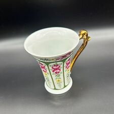 Tea Cup Coffee Mug Sorelle Fine Porcelain Pink Green Floral Flared Hand Crafted picture