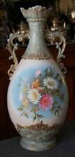 GORGEOUS MONUMENTAL SIZED VICTORIA CARLSBAD AUSTRIA HAND PTD FLORAL MOTIF URN picture