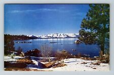 Lake Tahoe CA-California, View In Winter  Vintage Souvenir Postcard picture