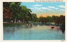 Titusville PA Pennsylvania, View on Oil Creek & Mystic Park, Vintage Postcard picture
