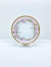 Antique Fine China HandPainted Bavaria Pink Floral Design Plate Signed On Back picture