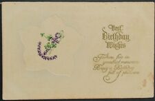 Best Birthday Wishes Fortune Fair Anchor Flowers Vintage Postcard Posted 1914 picture