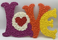 Vintage 1960s 1970s Groovy Love Melted Plastic Popcorn Wall Art Hanging Decor picture