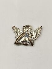 Vintage Silver Colored Thinking Angel Lapel Hat Pin Brooch picture