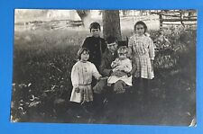Antique / Vintage RPPC Photo Postcard 5 Kids Outdoor Portrait Period Clothing picture