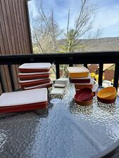 Vintage Tupperware Fall Harvest Colors Misc Lot Bowls Canisters Cups 24 Piece picture