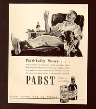 1938 Pabst Beer Advertisement Man Drinking with Setter Dog Vintage Print AD picture