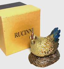 Vintage Rucinni Chicken Trinket Box Jeweled With Swarovski Crystals Original Box picture