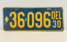 1930 Delaware License Plate Garage Decor 36-096 Ford Dodge Chevy Blue Gold picture