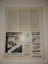Lipko's Comedy Chimps 1973 8x11 Magazine Ad picture