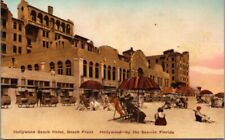 Hollywood By The Sea Beach Hotel FL Hand Colored Albertype Vintage Postcard picture