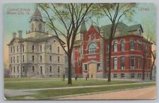 Mason City Iowa~Two Buildings Comprise Central School~One W/Cupola~Turret~c1910 picture