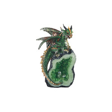 GSC 71805 8.5 Inch Dragon Figurine Green with Crystal picture