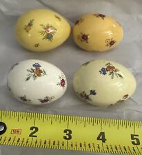 Vintage Lot Four Porcelain Eggs Spring Flowers Easter Ceramic Fragile ￼ picture