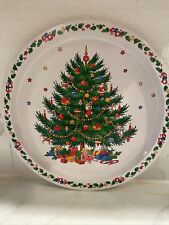 Vintage The Ullman Co. Holiday Christmas Tree Round Metal Serving Tray 13” picture
