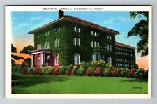 Waterbury CT-Connecticut, Bronson Library, Antique, Vintage Souvenir Postcard picture