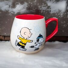 One New Peanuts Snoopy Charlie Brown Ice SKating ⛸️  Fat Tea Cup Coffee Mug Xmas picture