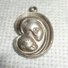 Vintage .925 Sterling Silver Signed Chapel 3D Mary & Child Jesus Pendant picture