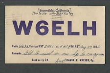 1936 Early Ham Radio (QSL) Card Call Letters W6ELH From Berkeley Ca picture