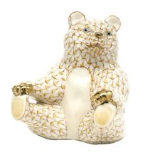 HEREND, BEAR PLAYING FOOTSIE PORCELAIN FIGURINE, BUTTERSCOTCH, FLAWLESS picture
