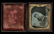 1/6 Daguerreotype Postmortem of a Little Girl Full Leather Case 1850s Photo picture