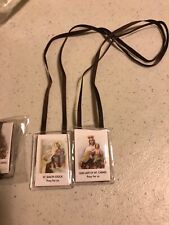 Brown Scapular in plastic Our Lady of Mt Mount Carmel Saint Simon brown cord  picture
