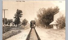 TRICK TROLLEY potter wi real photo postcard rppc downtown main street wisconsin picture