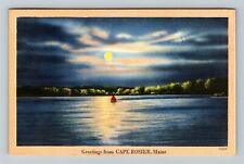 Cape Rosier ME-Maine Scenic Greeting Lake Night Moonlight c1970 Vintage Postcard picture