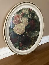 Free Shipping Antique Oval Wooden Frame With Straight Glass 20 By 17 picture