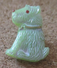 1-Czech Glass Dog - Multicolored Scottish Terrier on a Light Green Button #126 picture