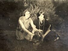 (AnA) FOUND Photo Photograph 2 Beautiful Women 1925 Posing With Dog Sunlight picture