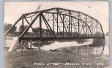 STEEL BRIDGE jackson mn real photo postcard rppc minnesota history picture