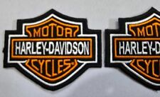 Set of 2 PCS Harley davidson Orange Black Iron ON Embroidered Patch 3 INCH… picture