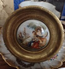 Estate 18th Century- Retouche Decal Framed Ceramic Snuff Box Lid picture